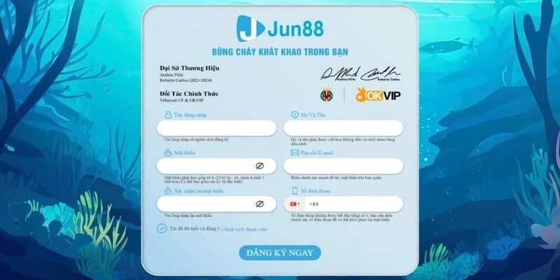 Đăng ký Jun88 chỉ 3 bước thỏa niềm đam mê kiếm tiền 3 Những thông tin cần nhập khi đăng ký Jun88