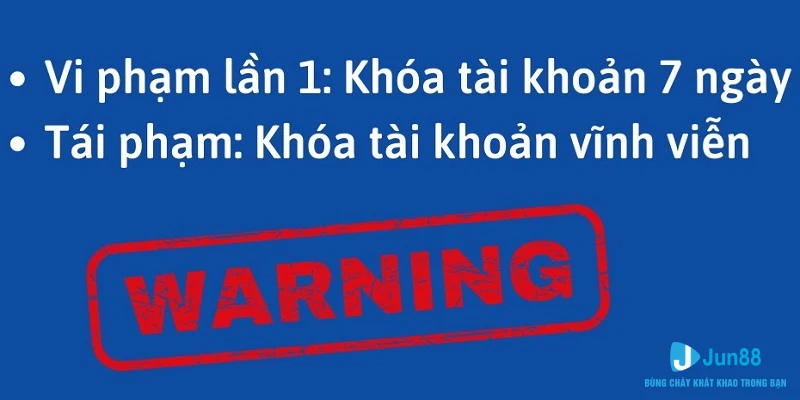Điều khoản sử dụng trang web Jun88 khách hàng cần chú ý 4 Tài khoản vi phạm điều khoản nhà cái sẽ bị xử lý